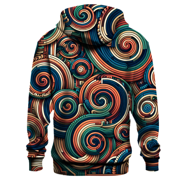 Dynamic Spiral Maze Hoodie Embroidered Hoodies