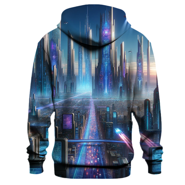 Futuristic Cyber Cityscape Hoodie