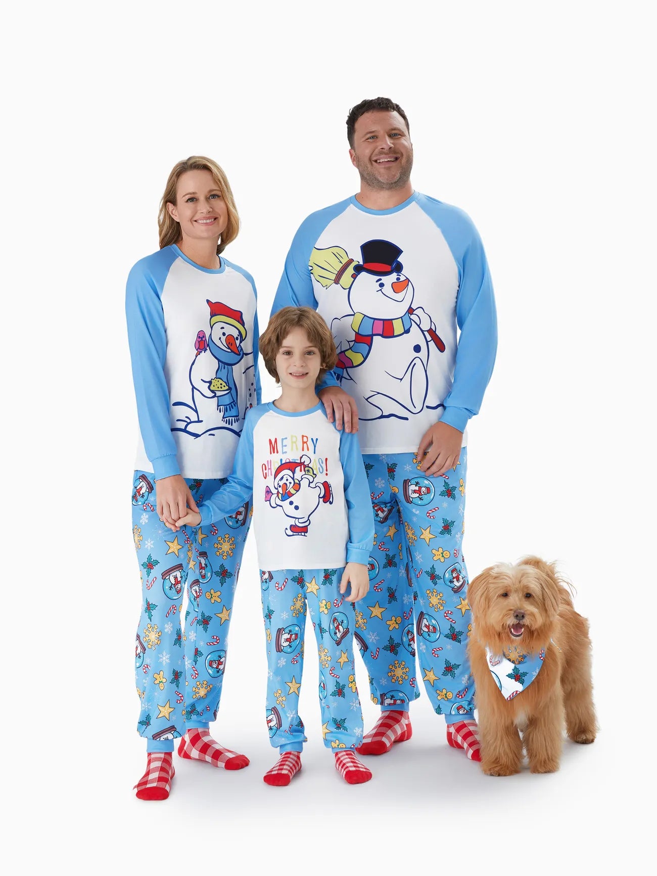 Christmas Family Matching Raglan Sleeves Snowman Graphic Pajama Sets Baby