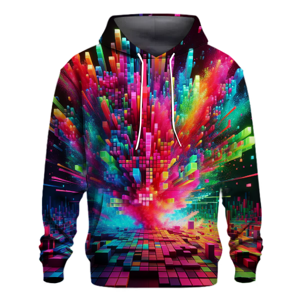 Digital Pixel Explosion Hoodie Hoodies Fashion