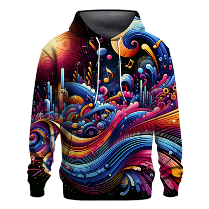 Vibrant 80s Music Wave Hoodie