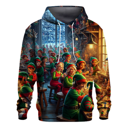 Cute Elves Making Toys in Workshop Hoodie