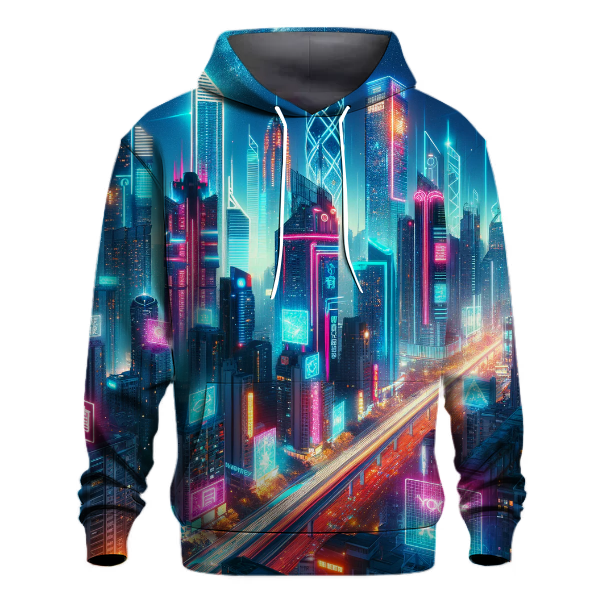 Cyberpunk Neon Cityscape Hoodie