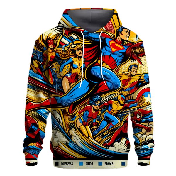 Vintage Comic Heroes Unite Hoodie Lightweight Hoodies