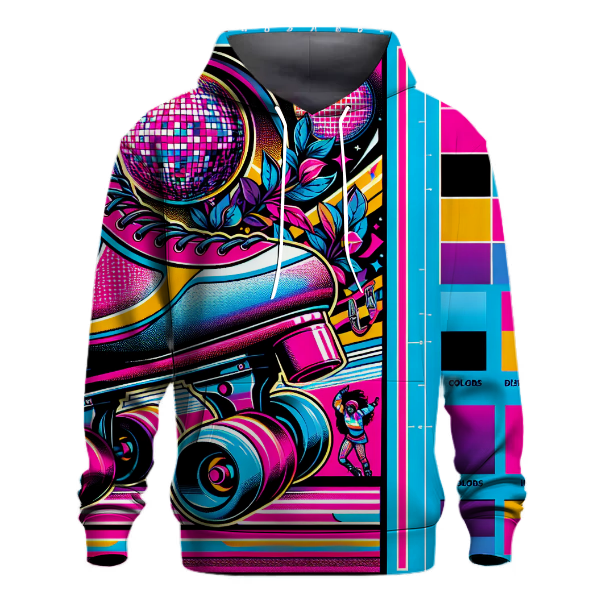 Vibrant 80s Roller Skate Culture Hoodie