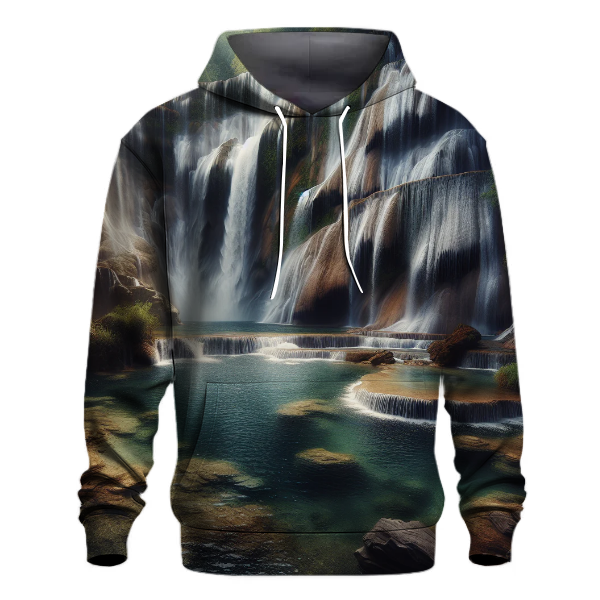 Majestic Waterfall Tranquility Hoodie Lightweight Hoodies