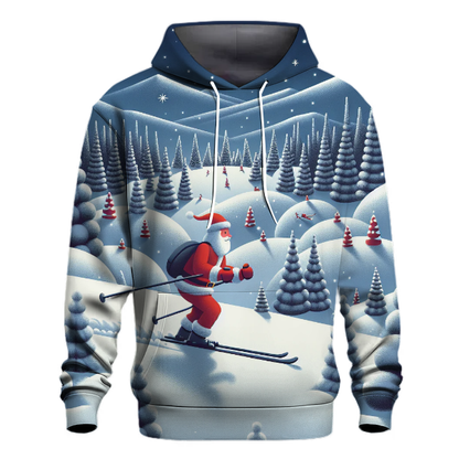 Skiing Santa in Winter Wonderland Hoodie