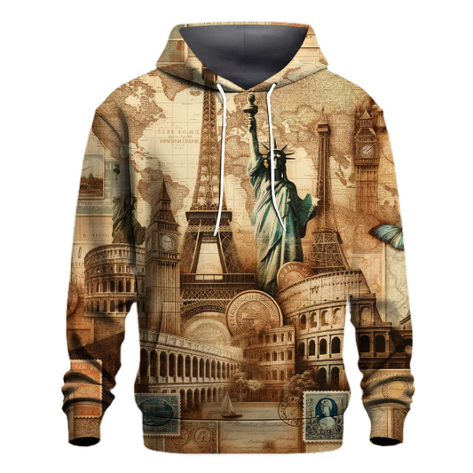 Vintage Travel Collage Hoodie