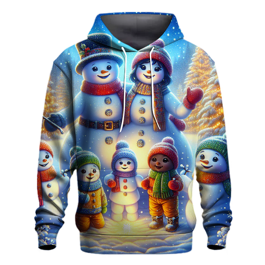 Cute Snowman Family With Scarves Hoodie Printed Hoodies