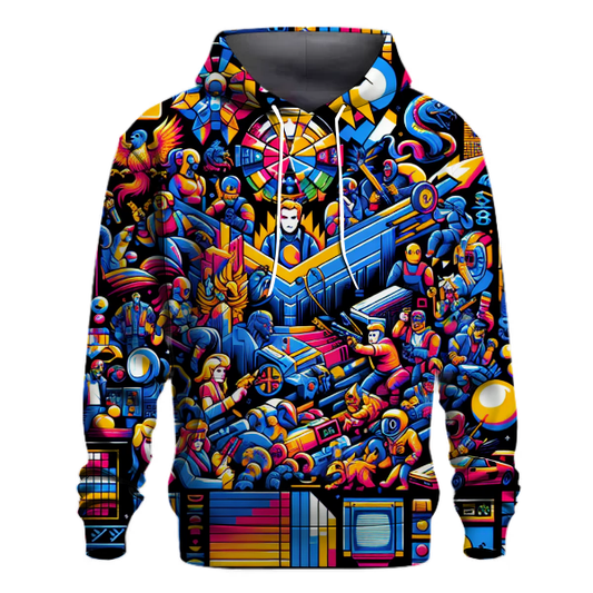 80s Arcade Game Collage Hoodie Hoodies Fashion