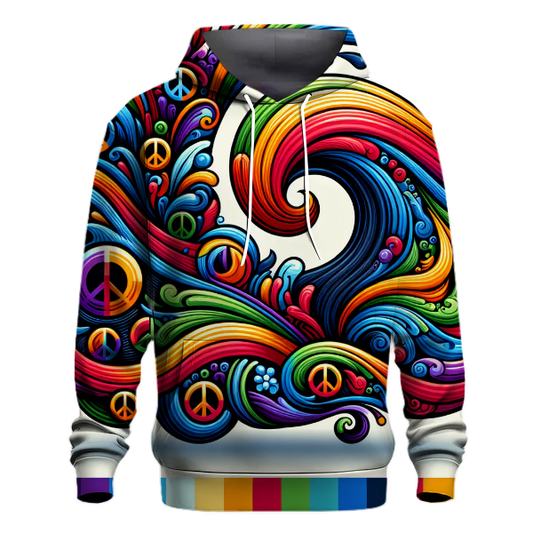 Rainbow Peace Waves Hoodie Custom Hoodies