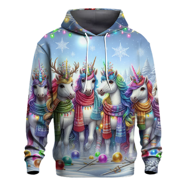 Whimsical Holiday Unicorns Hoodie