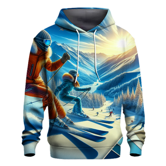 Skiing Descent Hoodie Embroidered Hoodies