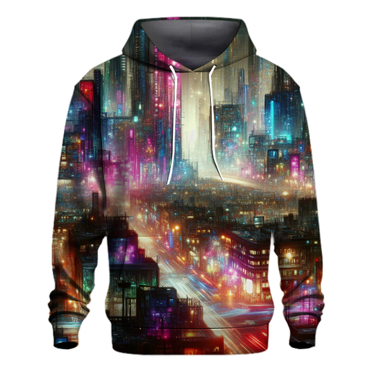 Sleek Cyberpunk Cityscape Hoodie