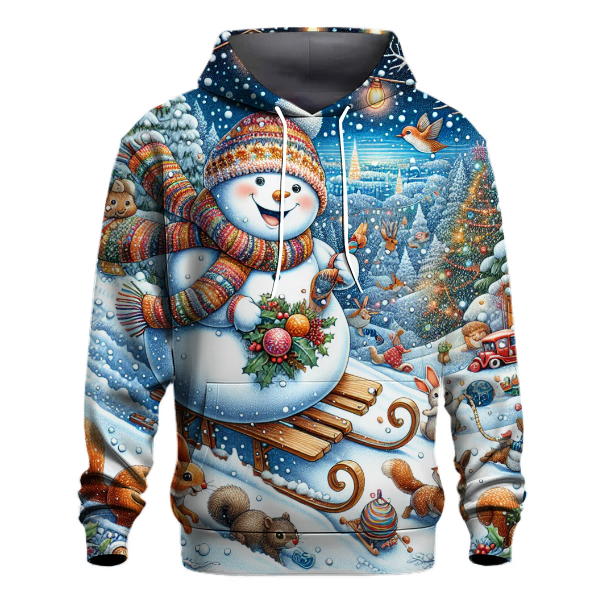 Sledding Snowman Adventure Hoodie