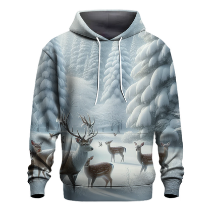 Snowy Forest with Christmas Deer Hoodie