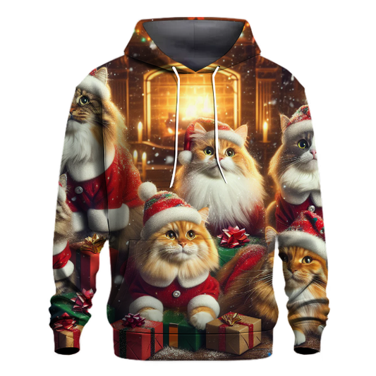 Joyful Santa Cats with Presents Hoodie