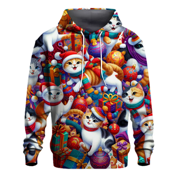 Whimsical Whiskers Christmas Cats Hoodie