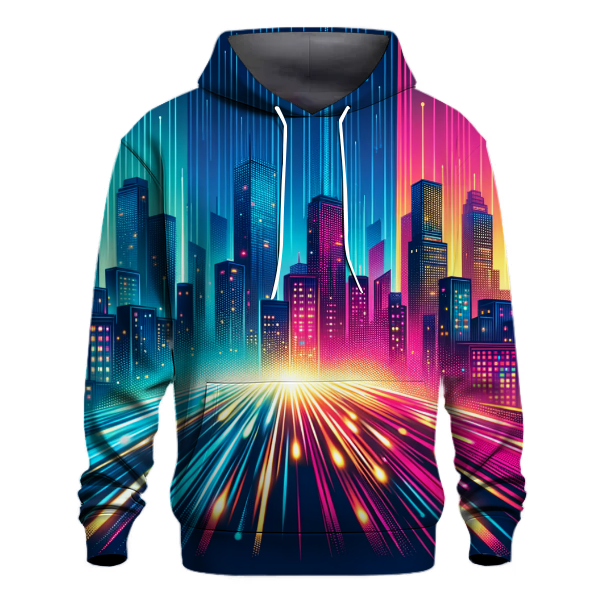 Vibrant City Lights Gradient Hoodie