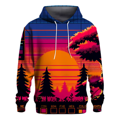 Pixelated Sunset Adventure Hoodie Custom Hoodies