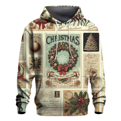 Vintage Christmas Postcard Delight Hoodie