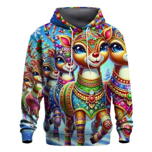 Whimsical Holiday Reindeer Parade Hoodie