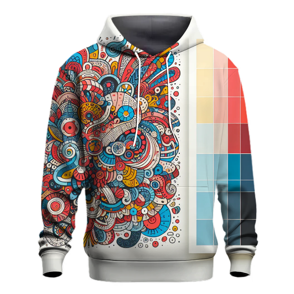 Whimsical Doodle Art Hoodie Embroidered Hoodies