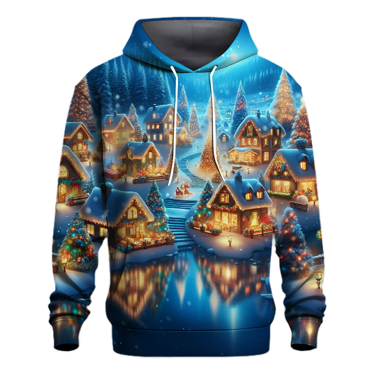 Snowy Night with Christmas Village Hoodie