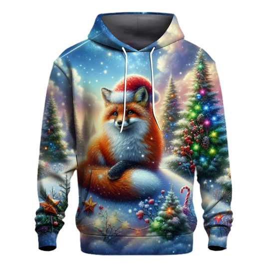 Cute Christmas Fox in Santa Hat Hoodie