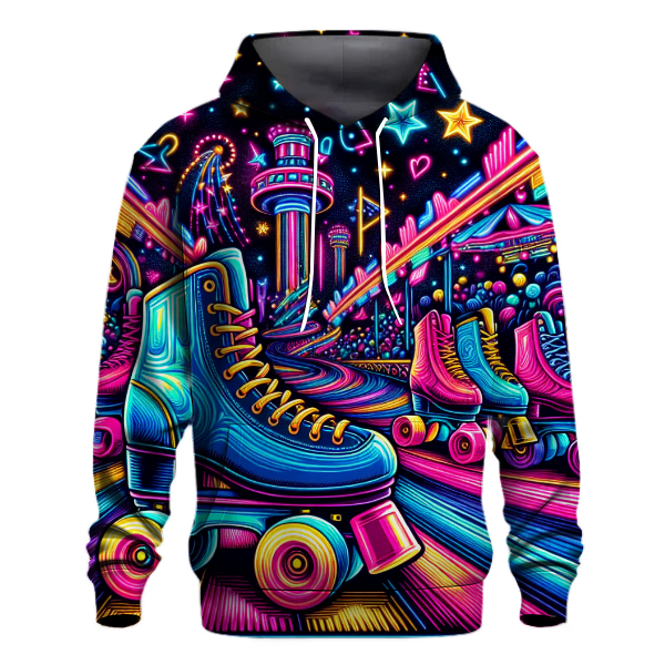 Neon Roller Rink Vibes Hoodie Pullover Hoodies