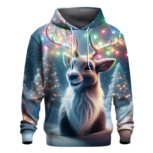 Playful Reindeer With Christmas Lights Hoodie Printed Hoodies