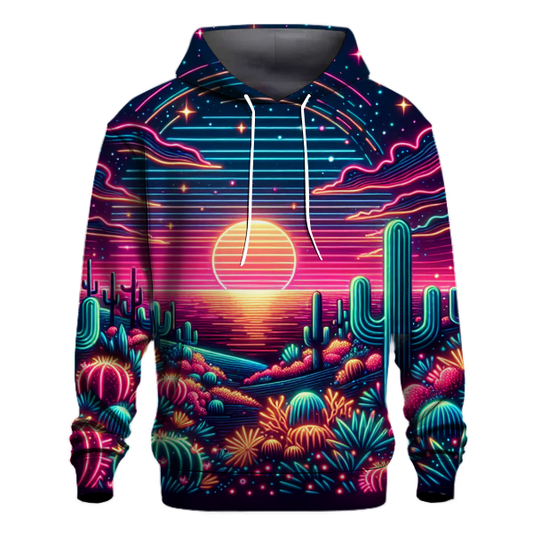 Neon Desert Mirage Hoodie Embroidered Hoodies