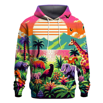 Pixelated Jungle Adventure Hoodie Designer Hoodies