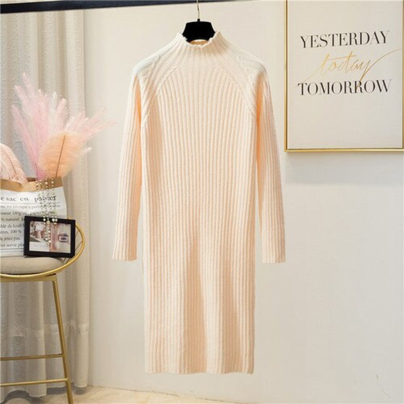 Korean Mock Neck Knitted Dress For Women