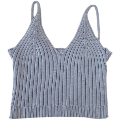 Camisole Solid Color Knitted Vest Tops For Women