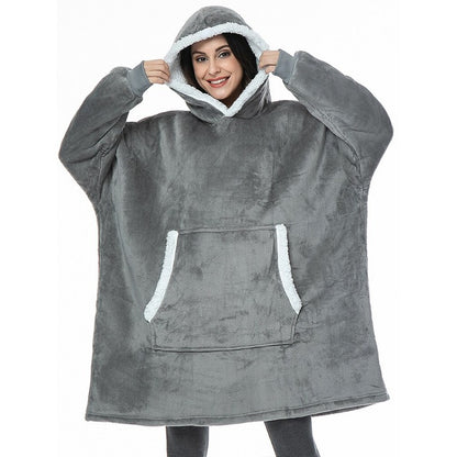 Loose Oversize Warm Wearable Blanket Hoodies Gray One Size