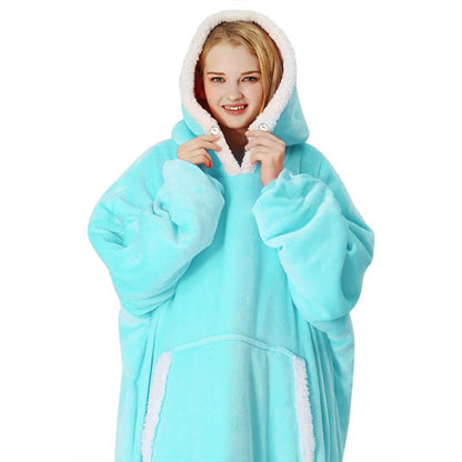 Loose Oversize Warm Wearable Blanket Hoodies Mint Green One Size