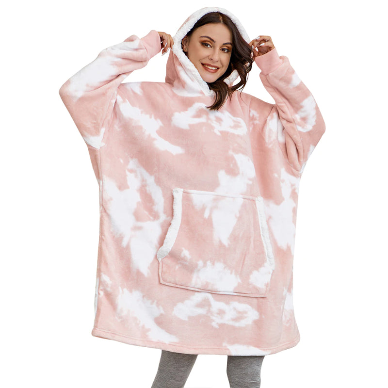 Tie And Dye Oversized Fleece Blanket Hoodie Wearable Blanket