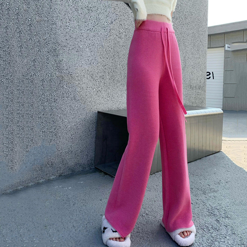 Thickened Knitted Trousers Retro Drape Wool Straight Pants