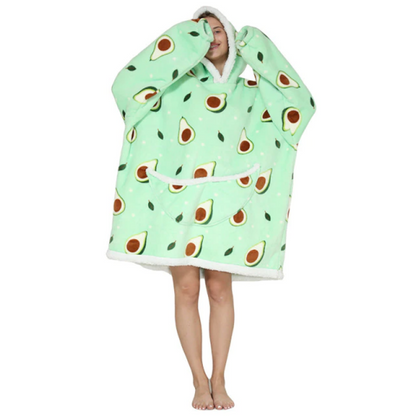 The Colorful And Charming Cartoon Oversized Blanket Hoodie Avocado