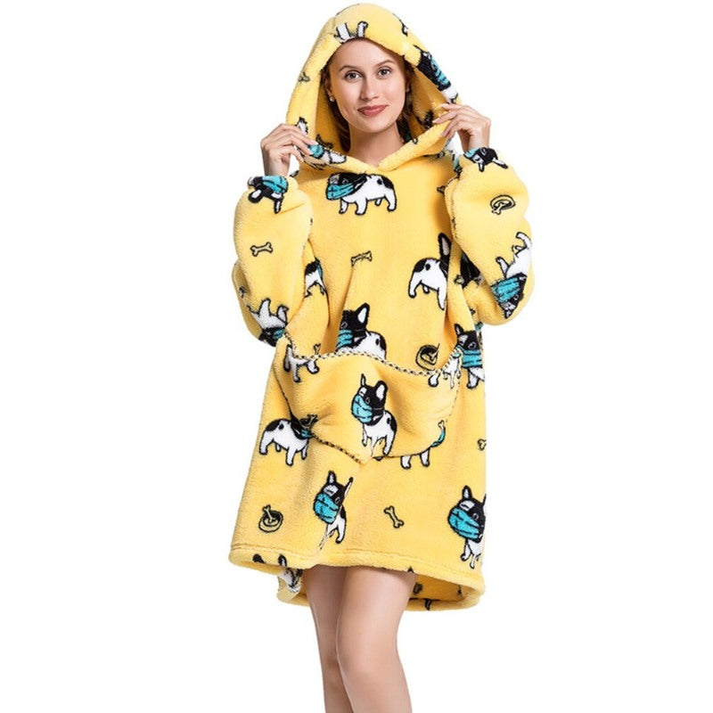 Printed Giant Warm Oversized Fleece Hoodies Blanket