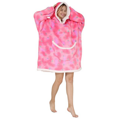 The Colorful And Charming Cartoon Oversized Blanket Hoodie Pink Star