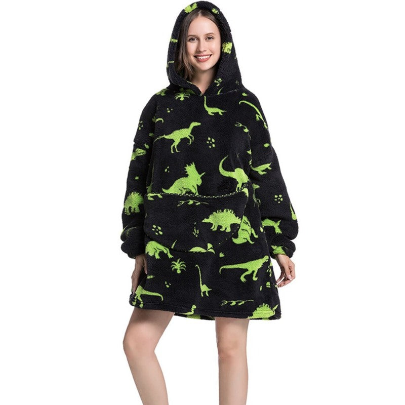 Printed Giant Warm Oversized Fleece Hoodies Blanket