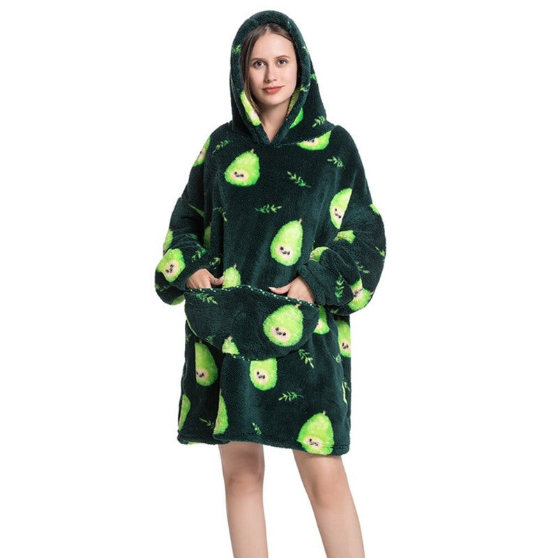 Printed Giant Warm Oversized Fleece Hoodies Blanket