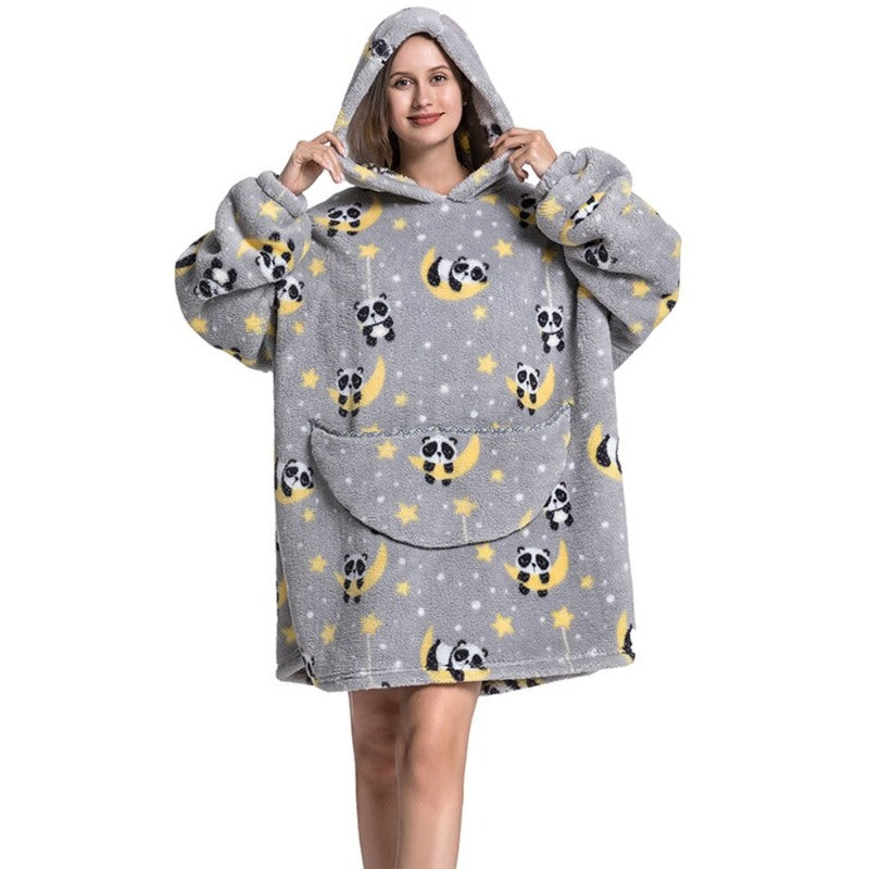 Printed Giant Warm Oversized Fleece Hoodies Blanket