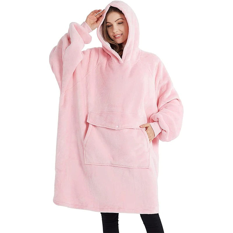 Winter Plush Sherpa Giant Oversized Hoodie Robe Pink One Size