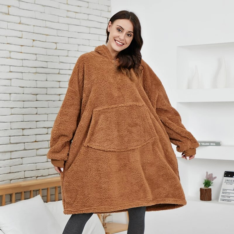 Brown Casual Blanket Hoodie