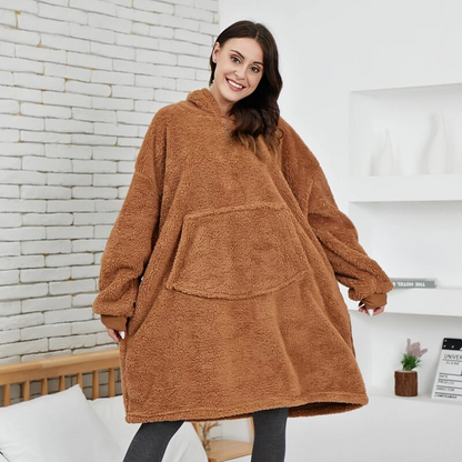 Brown Casual Blanket Hoodie