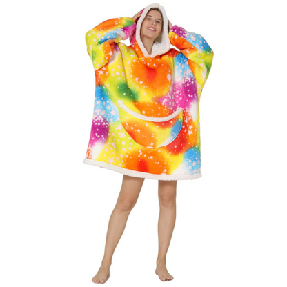 The Colorful And Charming Cartoon Oversized Blanket Hoodie Tye Dye Style