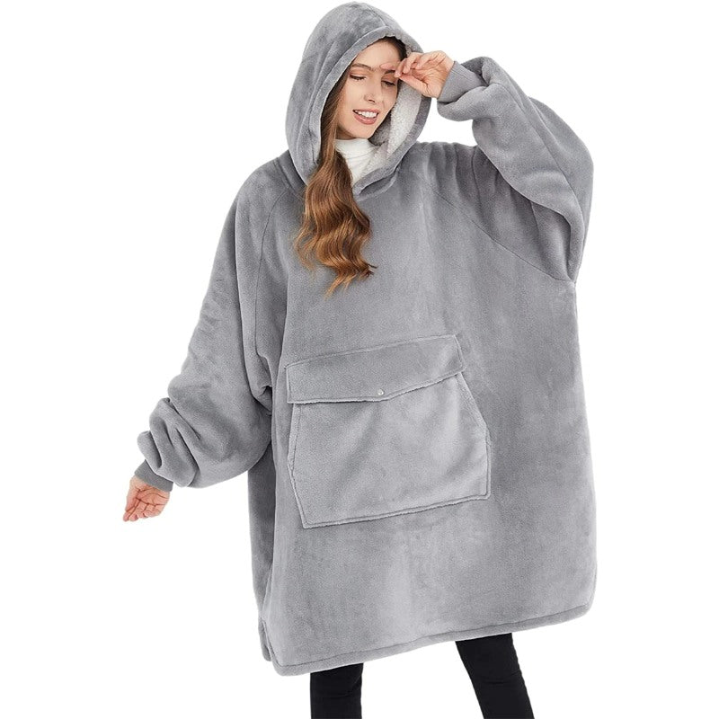 Winter Plush Sherpa Giant Oversized Hoodie Robe Light Gray One Size